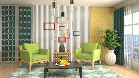 Interior of the living room. 3D illustration.