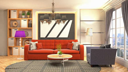 Interior of the living room. 3D illustration.