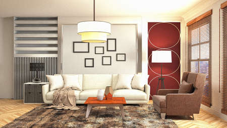 Interior of the living room. 3D illustration.