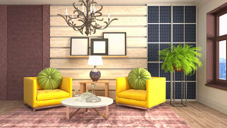 Interior of the living room. 3D illustration.