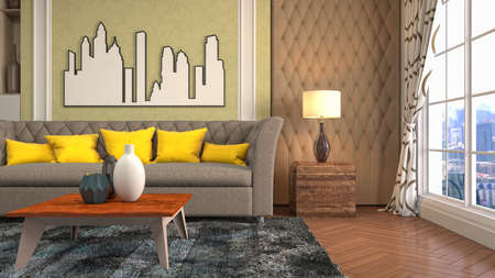 Interior of the living room. 3D illustration.