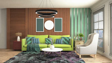 Interior of the living room. 3D illustration.