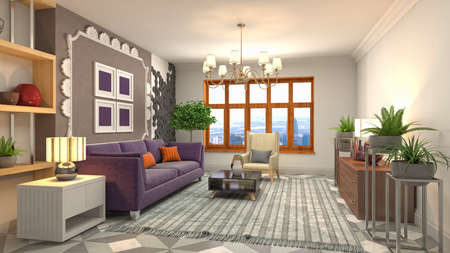 Interior of the living room. 3D illustration.