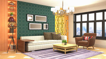 Interior of the living room. 3D illustration.