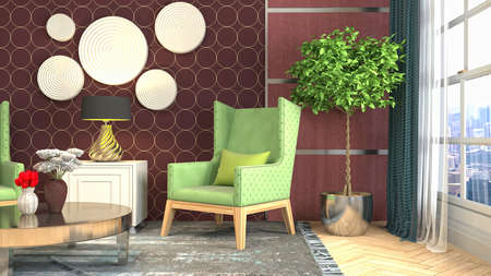 Interior of the living room. 3D illustration.
