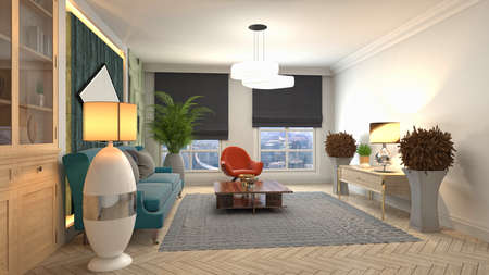 Interior of the living room. 3D illustration.