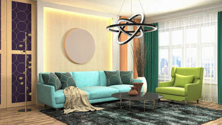 Interior of the living room. 3D illustration.