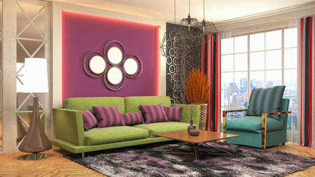 Interior of the living room. 3D illustration.