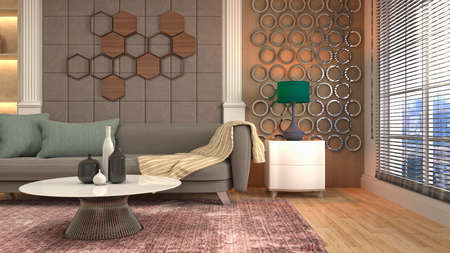 Interior of the living room. 3D illustration.