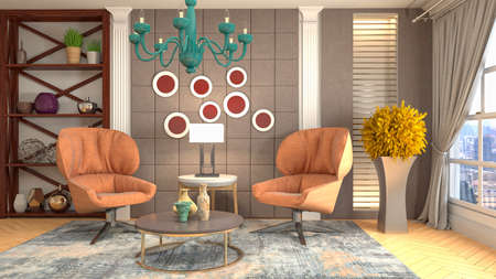 Interior of the living room. 3D illustration.