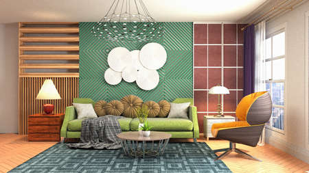Interior of the living room. 3D illustration.