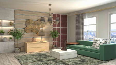 Interior of the living room. 3D illustration.