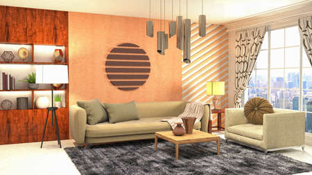 Interior of the living room. 3D illustration.