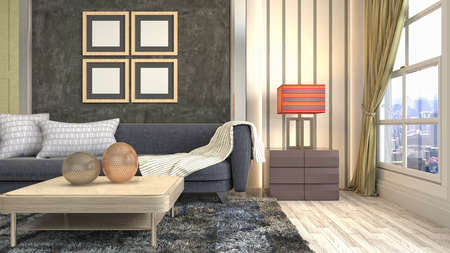 Interior of the living room. 3D illustration.