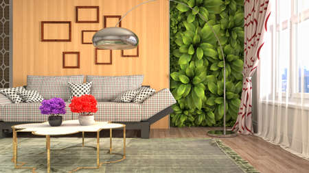 Interior of the living room. 3D illustration.