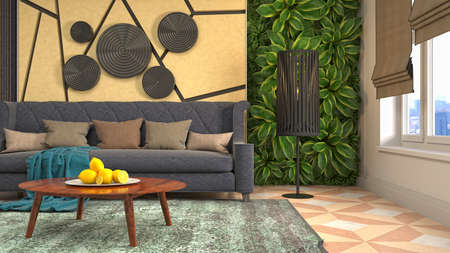 Interior of the living room. 3D illustration.