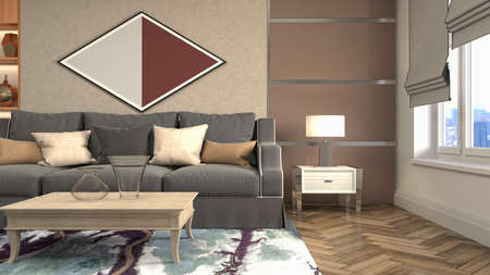 Interior of the living room. 3D illustration.