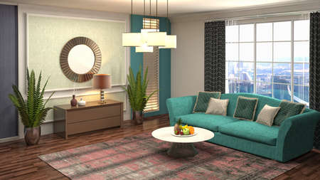 Interior of the living room. 3D illustration.