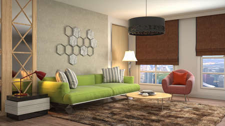 Interior of the living room. 3D illustration.