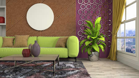 Interior of the living room. 3D illustration.