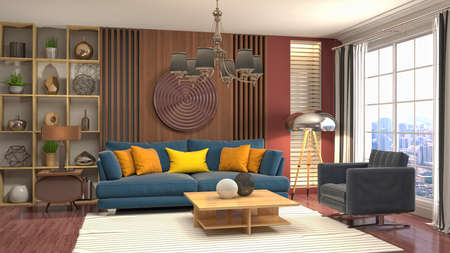Interior of the living room. 3D illustration.