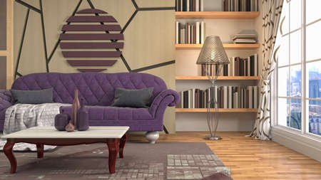 Interior of the living room. 3D illustration.