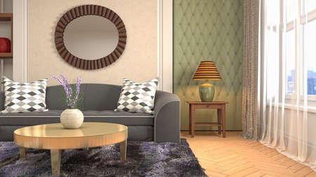 Interior of the living room. 3D illustration.