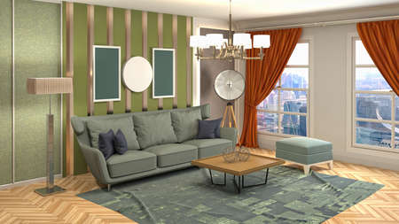 Interior of the living room. 3D illustration.
