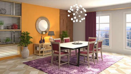 Interior dining area. 3d illustration.