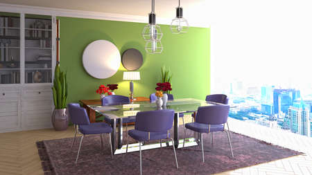 Interior dining area. 3d illustration.