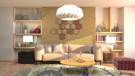 Interior of the living room. 3D illustration.の写真素材