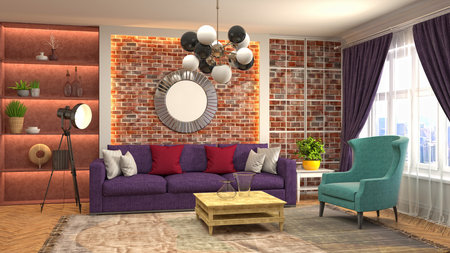 Interior of the living room. 3D illustration.の写真素材