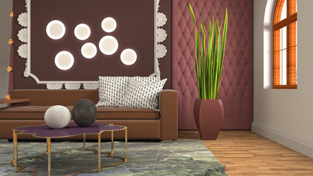 Interior of the living room. 3D illustration.