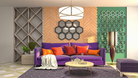 Interior of the living room. 3D illustration.