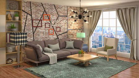 Interior of the living room. 3D illustration.の写真素材