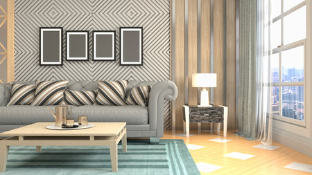 Interior of the living room. 3D illustration.