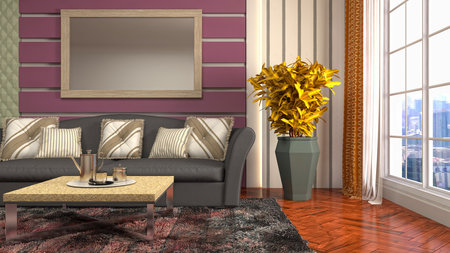 Interior of the living room. 3D illustration.の写真素材