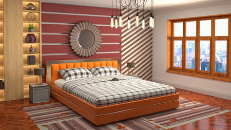 Illustration of the bedroom interiorの写真素材