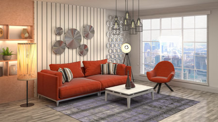 Interior of the living room. 3D illustration.