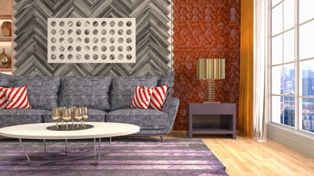 Interior of the living room. 3D illustration.の写真素材