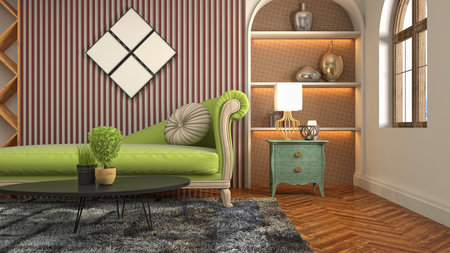 Interior of the living room. 3D illustration.の写真素材