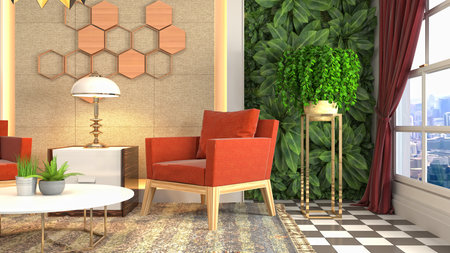 Interior of the living room. 3D illustration.