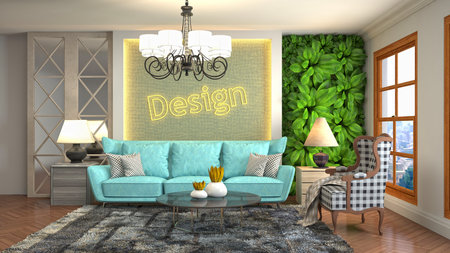 Interior of the living room. 3D illustration.