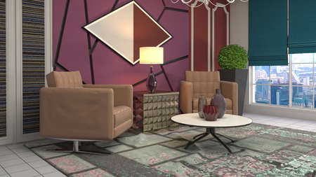 Interior of the living room. 3D illustration.