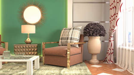 Interior of the living room. 3D illustration.