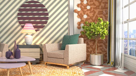 Interior of the living room. 3D illustration.