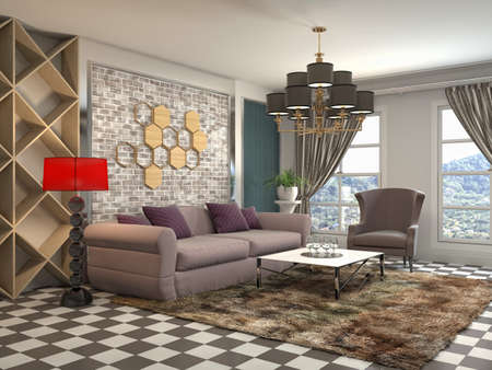 Interior of the living room. 3D illustration.の写真素材