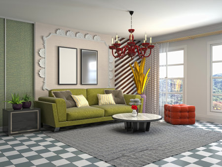 Interior of the living room. 3D illustration.の写真素材