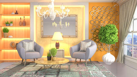 Interior of the living room. 3D illustration.の写真素材