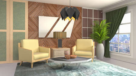 Interior of the living room. 3D illustration.の写真素材